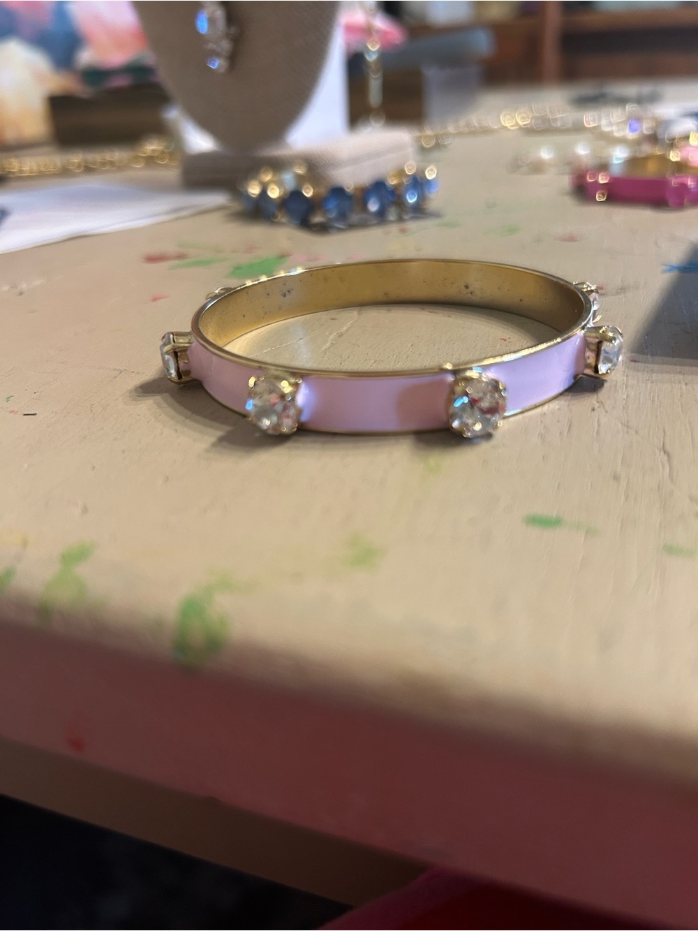 TOVA Sammy bangle rosalune Gold-Tone Pink Crystal Accent Cuff Bracelet